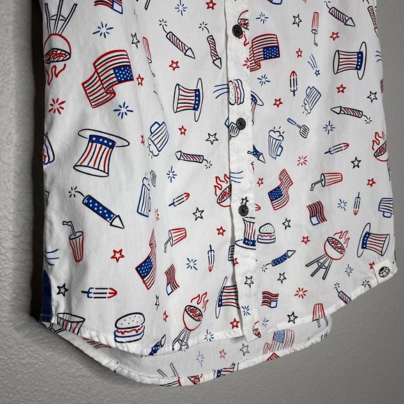 Free Planet White Button Down Patriotic Picnic Summer Size XS - Picture 5 of 11